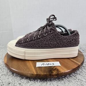 Converse Womens 10 CTAS Chuck Taylor All Star Platform Low Cozy Sherpa Mauve Y2K